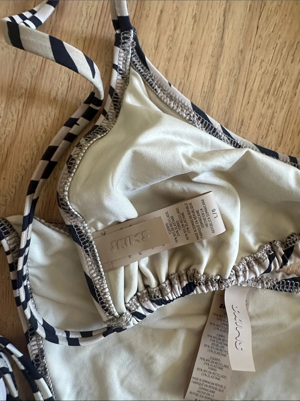 SKIMS Zebra-Print Black and White Triangle Bikini L top S bottom